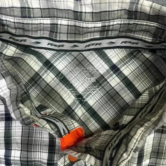 Polaris Rzr Sand Dunes Button down Shirt Mens L plaid Orange RZR sxs comfy 0734 - Picture 3 of 7